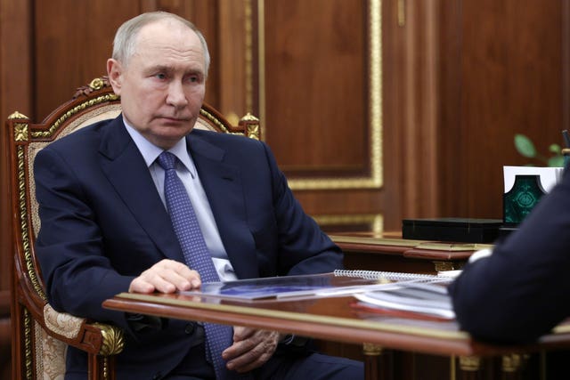 Russian President Vladimir Putin at the Kremlin in Moscow, Russia