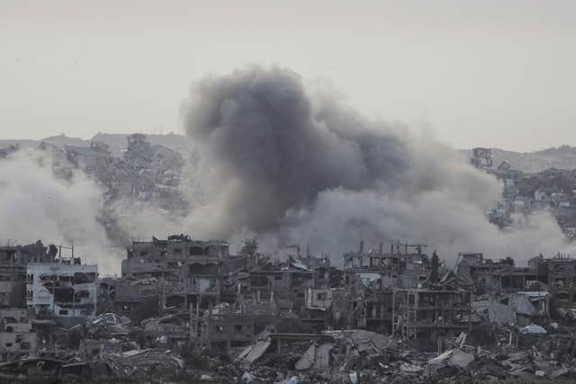 Smoke rises following an Israeli army airstrike in northern Gaza Strip
