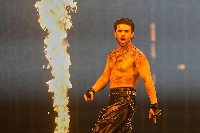 PARG from Armenia performs the song Survivor during the grand final of the 69th Eurovision Song Contest in Basel, Switzerland