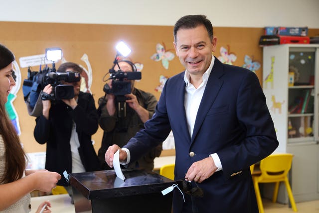 Leader of the Social Democratic Party Luis Montenegro casts his ballot