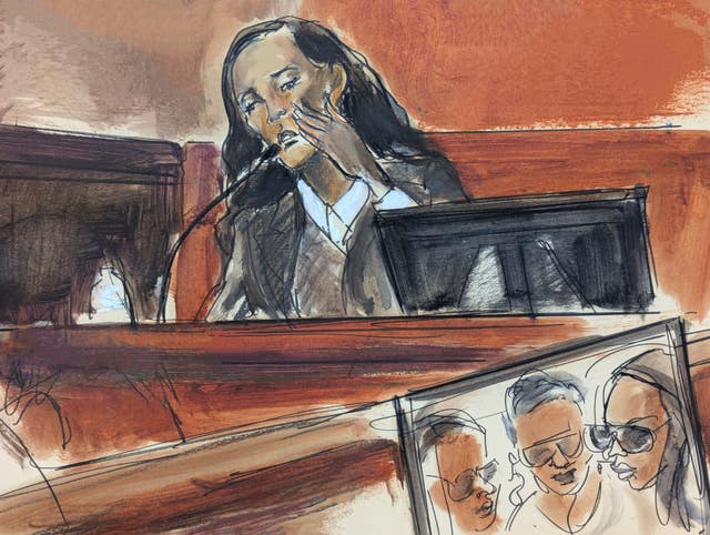Court artist sketch of Dawn Richards giving evidence