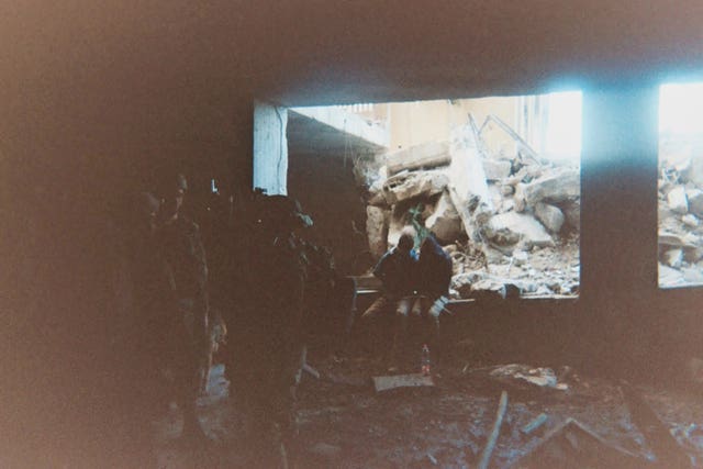 An image of Palestinians used as human shields