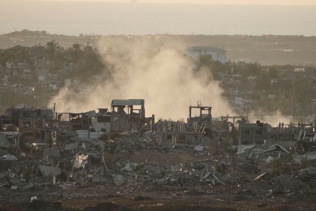 Smoke rises following an Israeli army bombardment in Gaza Strip