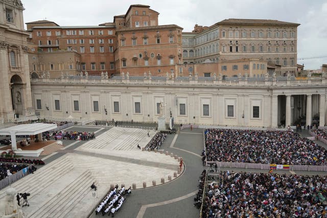 Pope Leo XIV holds his first weekly general audience in St Peter’s Square at the Vatican