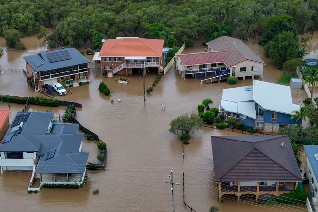 Floodwaters surround houses in Port Macquarie, north of Sydney, Australia