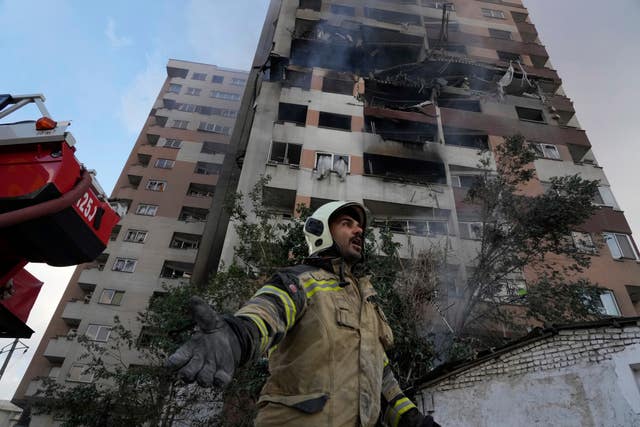 The scene of an explosion in a residence compound in northern Tehran