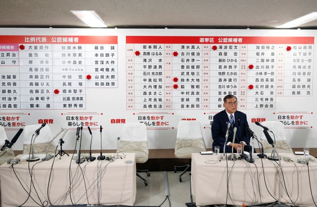 Shigeru Ishiba, Japan’s Prime Minister and president of the ruling Liberal Democratic Party (LDP), meets the media at the LDP headquarters in Tokyo
