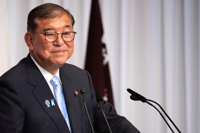 Japan’s Prime Minister Shigeru Ishiba attends a press conference at the headquarters of the Liberal Democratic Party in Tokyo after the prime minister’s ruling coalition failed to secure a majority in the upper house in a parliamentary election