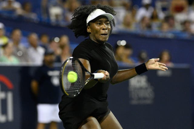 Venus Williams strikes a forehand
