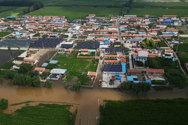 A flooded area where a minibus went missing after heavy rain in Datong city in north China’s Shanxi Province