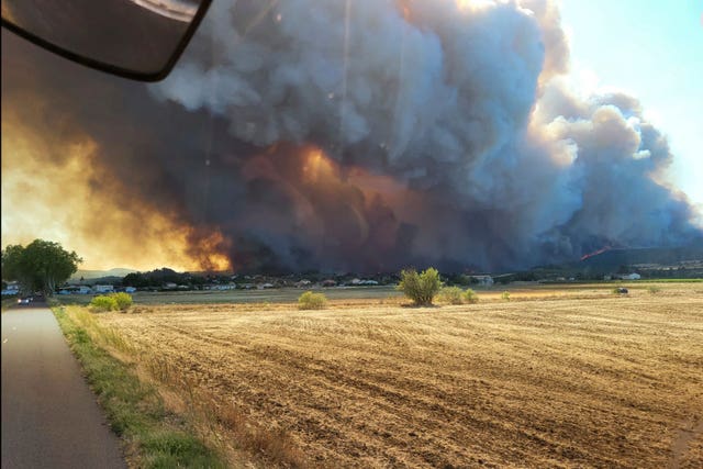 The wildfire in the Corbieres massif, southern France