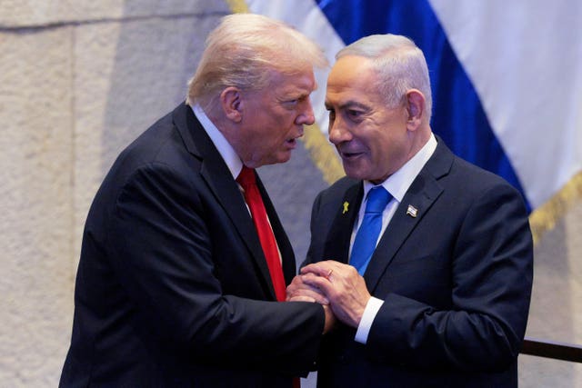 US President Donald Trump with Israel’s Prime Minister Benjamin Netanyahu