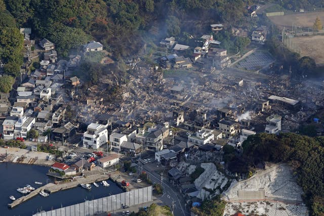 The aftermath of the fire in Oita