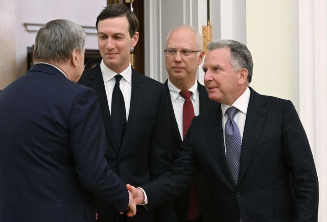 US special envoy Steve Witkoff, right, and Jared Kushner, second left