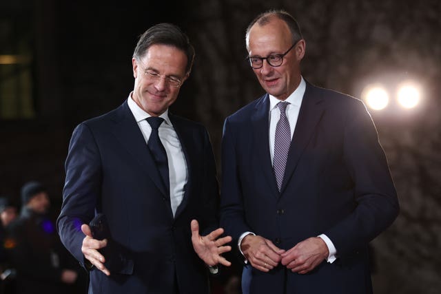 German chancellor Friedrich Merz, right, and Nato secretary general Mark Rutte