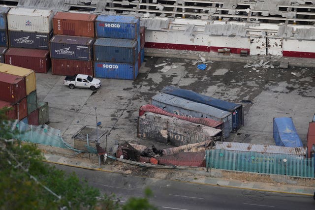 Destroyed containers at La Guaira port