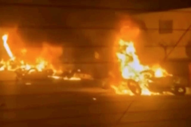 Vehicles on fire in Tehran