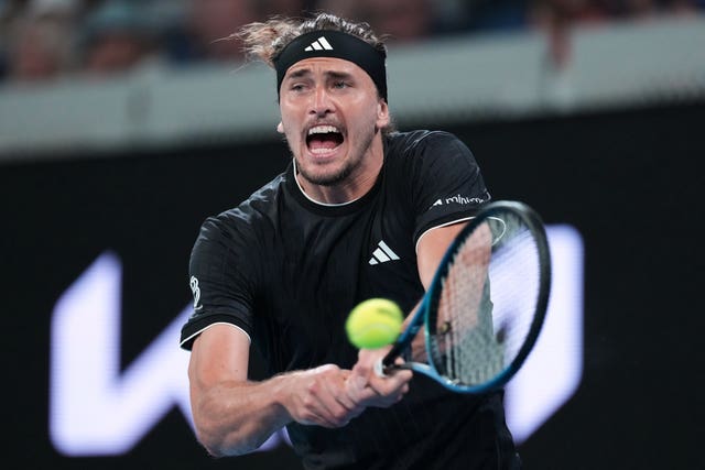 Alexander Zverev hits a backhand