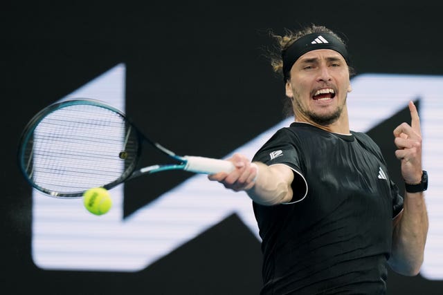 Alexander Zverev hits a forehand
