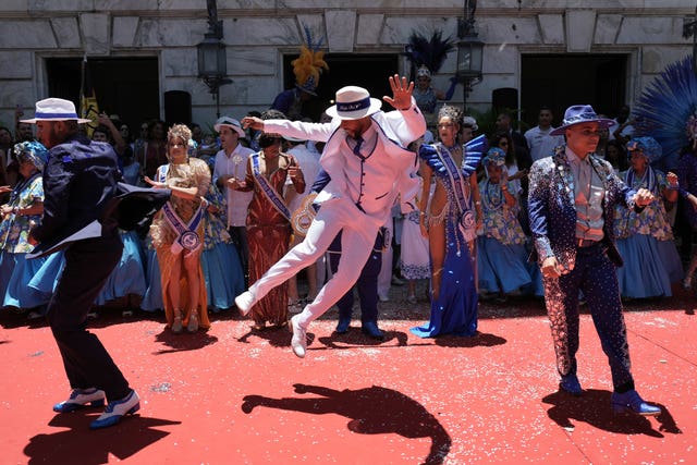 Performers at a ceremony to kick off the carnival in Rio