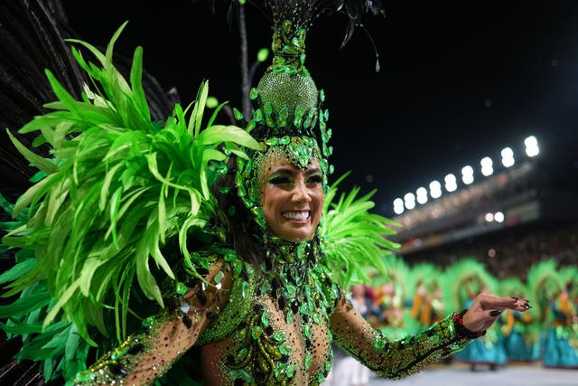 A dancer from the Colorado do Bras samba school performing