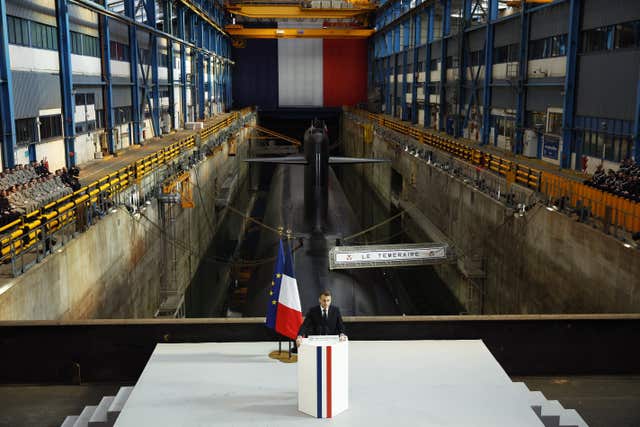 Emmanuel Macron delivers a speech