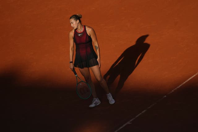 Aryna Sabalenka looks frustrated