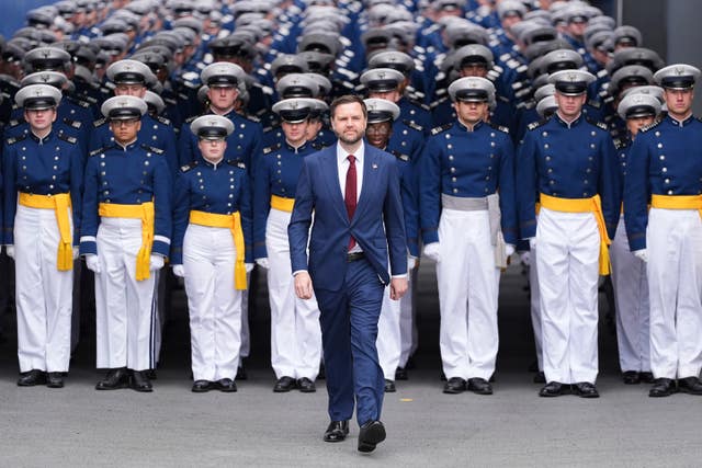 JD Vance in front of cadets