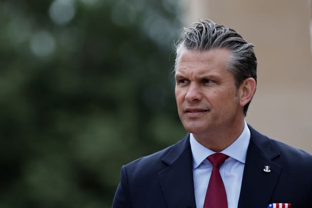 Pete Hegseth delivers a speech