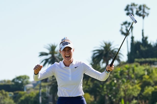 Nelly Korda reacts after winning the US Women’s Open