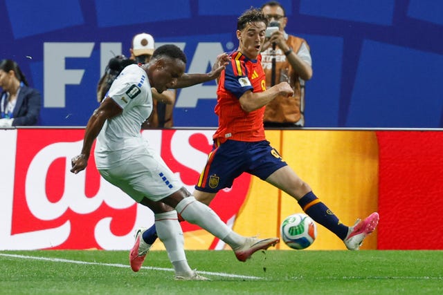 Cabo Verde’s Jovane Cabral shoots against Spain during a World Cup match in Atlanta