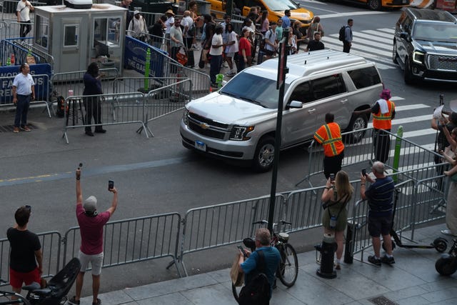 A truck believed to be carrying singer Taylor Swift arrives at Madison Square Garden