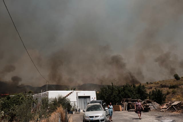 A wildfire rages in Alfajir, near Almeria in south-eastern Spain