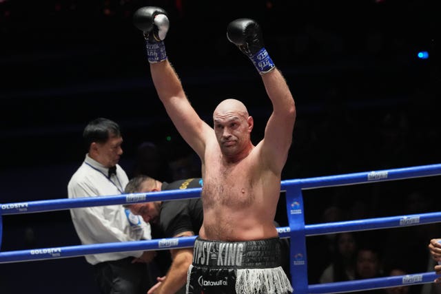 Tyson Fury celebrates victory