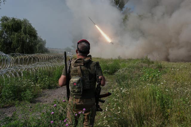 In this photo provided by Ukraine’s 93rd Kholodnyi Yar Separate Mechanized Brigade press service, an MRLS BM-21 'Grad' fires towards Russian army positions near the frontline city of Kramatorsk, Donetsk region, Ukraine