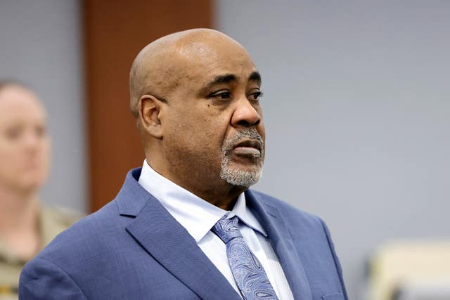 Duane Davis appears in court during opening arguments for his murder trial, related to the 1996 killing of rapper Tupac Shakur, at Clark County District Court Regional Justice Centre in Las Vegas