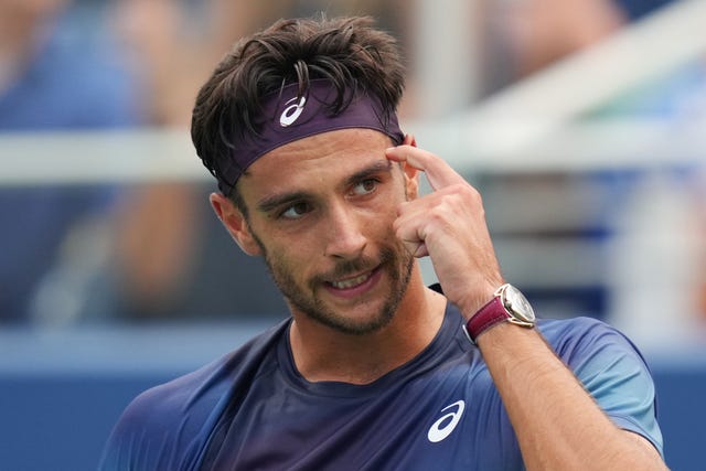 Lorenzo Musetti reacts during his first round victory over Arthur Fery
