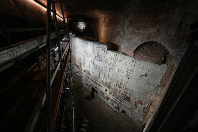 A view of the restored ancient wall mosaic