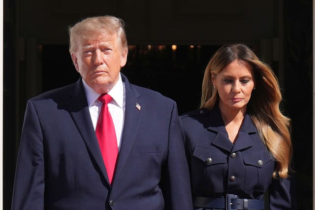 US President Donald Trump, left, and first lady Melania Trump