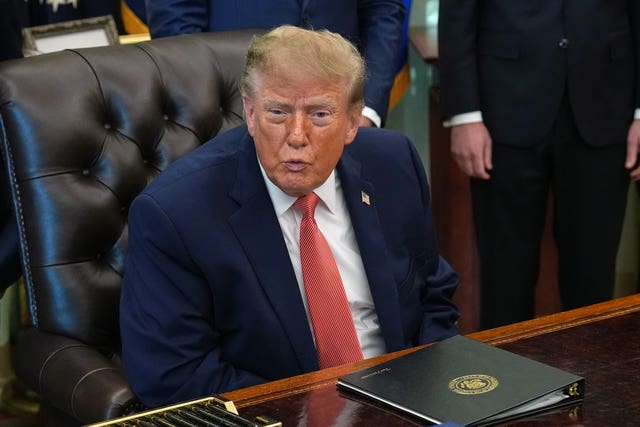 US President Donald Trump speaks in the Oval Office of the White House