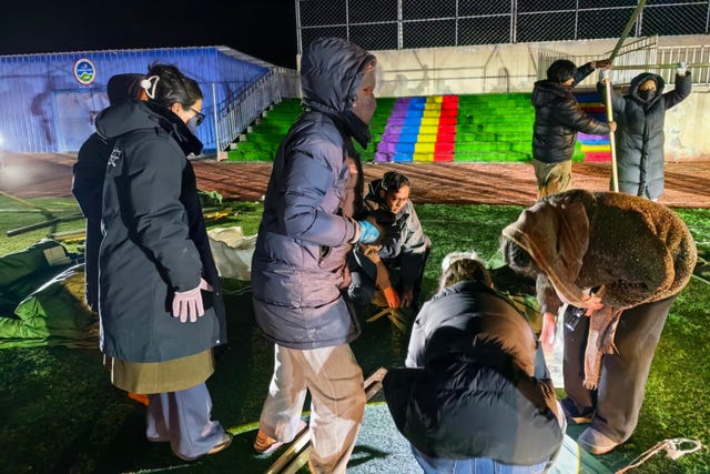Temporary shelters in a school