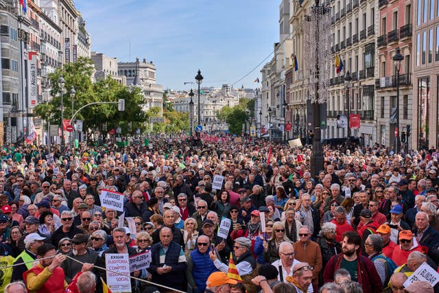 Pensioners and supporters march to defend their retirement rights in Madrid, Spain