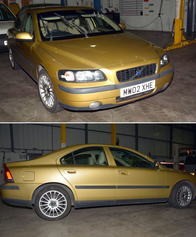 A gold-coloured Volvo believed to have been used was found (Merseyside Police/PA)