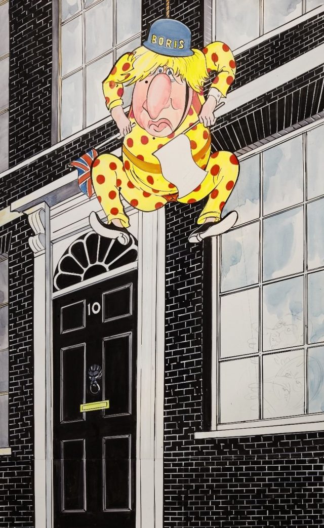 A cartoon showing current Foreign Secretary Boris Johnson lurking outside No 10 Downing Street