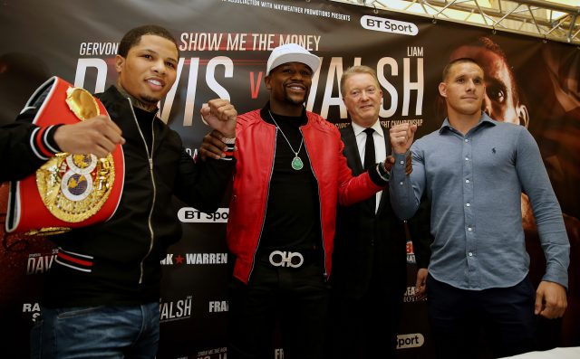 Gervonta Davis, Floyd Mayweather Jr, Frank Warren and Liam Walsh (Steven Paston/PA)