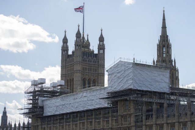 Scaffolding on the roof of the Palace of Westminster (David Mirzoeff/PA) 