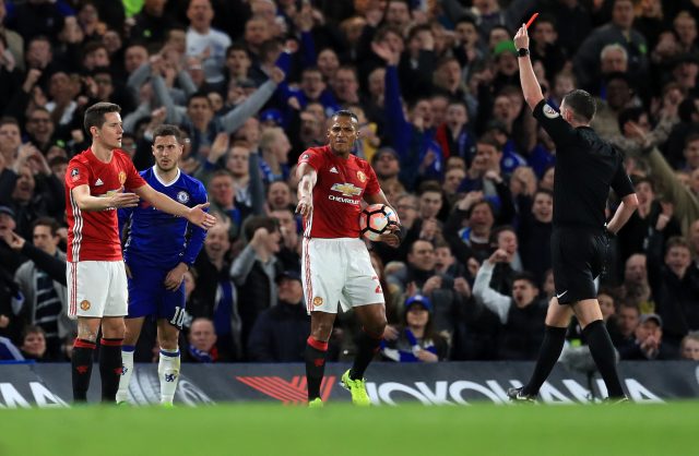 Ander Herrera's red card gave Manchester United an uphill struggle at Chelsea on Monday (Adam Davy/PA)