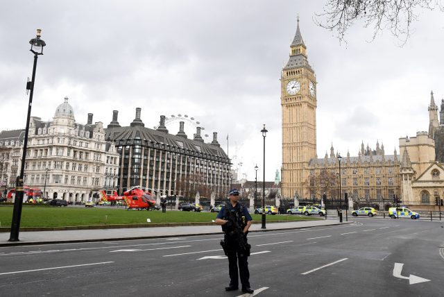 Police outside the Palace of Westminster
