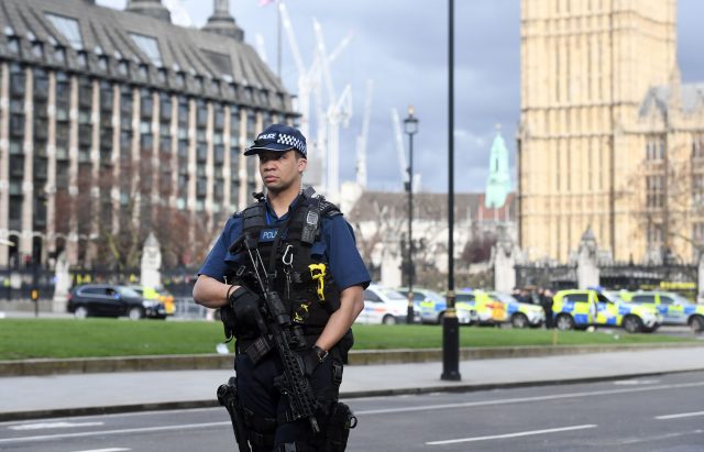 Police close to the Palace of Westminster