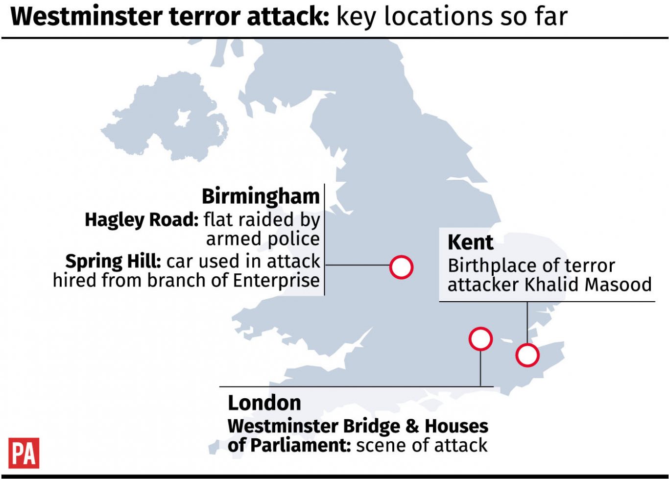 Westminster terror attack: key locations so far. 